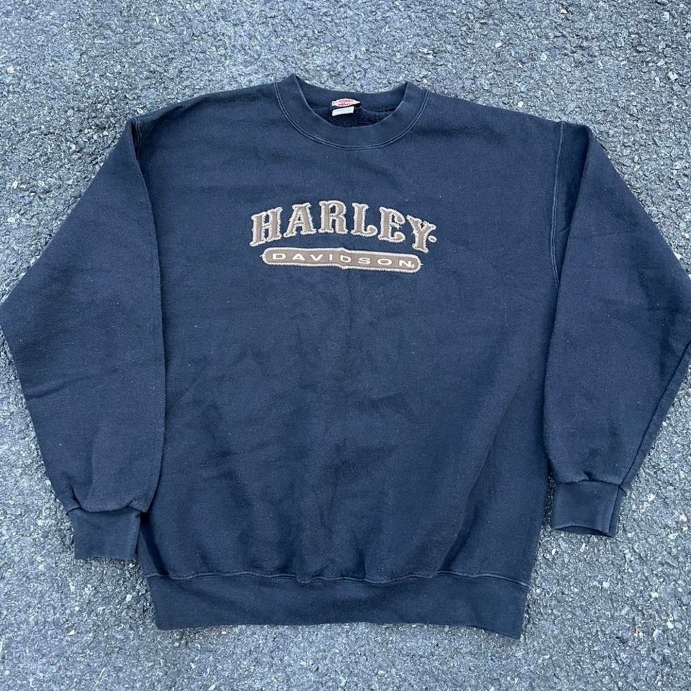 Vintage 1990s Harley Davidson Embroidered Pullover Crewneck Sweatshirt